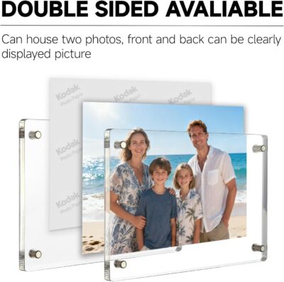 4x6 Acrylic Picture Frame Double Sided Clear Magnetic Photo Frames Free Standing Desktop Display - Image 5