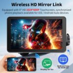CarPlay Screen for Car, 9'' Wireless CarPlay & Android Auto - Smart Portable Touchscreen with Bluetooth/FM, Mirror Link, Voice Control, GPS Navigation, Hands-Free Calling, Plug & Play Car Play Screen - Image 4