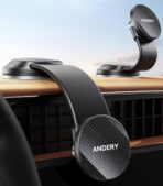 ANDERY Car Phone Holder for MagSafe [360° Adjustable Memory Alloy Arm | 2400gf Strongest Magnetic Power] Bendable Car Mount, Phone Holders for Your Car for iPhone and All Smartphones, Carbon Fiber