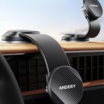 ANDERY Car Phone Holder for MagSafe [360° Adjustable Memory Alloy Arm | 2400gf Strongest Magnetic Power] Bendable Car Mount, Phone Holders for Your Car for iPhone and All Smartphones, Carbon Fiber