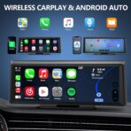 Wireless CarPlay Screen with 2K Dash Cam, 8.1" Portable Touchscreen Car Stereo with CarPlay & Android Auto, 1080P Backup Camera, Voice Control, Bluetooth, Mirror Link, GPS Navigation - Image 2