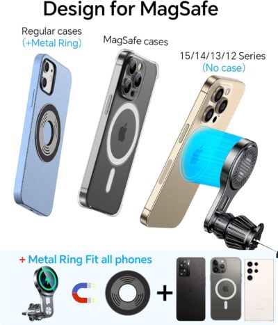 for 15W Magsafe Car Mount Charger【Long Arm】 Magnetic Wireless Car Charger Magsafe Charger Car Accessories Mag Safe Car Mount Holder Vent Magsafe Car Charger Mount for iPhone 16 Pro Max 15 14 13 Plus - Image 8