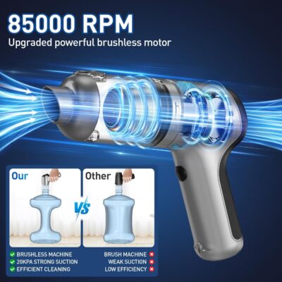 AHNR Handheld Car Vacuum Cleaner Cordless with Brushless Motor, 20000PA High Power Vacuum Cleaner & Air Duster, 3 in 1 Keyboard Portable Mini Hand Held Vacuums Cleaner for Car Home - Image 3