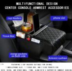 Car Armrest Cushion, Car Center Console Cover, Leather Armrest Cover for Car, Universal Middle Console Cushion with Storage Box, Cup Holder, Phone Slot, Waterproof Interior Accessories (Black) - Image 5