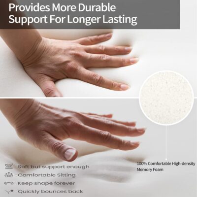 Gel Seat Cushion for Long Sitting - Memory Foam Chair Pillow for Sciatica Pain Relief - Orthopedic Gel & Memory Foam Coccyx Ppad for Tailbone Sick - Office Chair Cushion for Back Pain Grey - Image 3