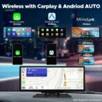 LAMTTO 9.26" Wireless Carplay and Android Auto with 2.5K Dash Cam, 1080P Backup Camera, Portable Touchscreen GPS Navigation for Car, Car Stereo Receiver with Bluetooth,AirPlay,AUX,FM,Googel,Siri - Image 2