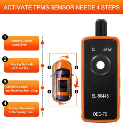 TPMS Relearn Tool for Car Tire Sensor, FIRSTOOL EL-50448 TPMS Reset Tool Tire Sensor Programmer, OEC-T5 TPMS Programming Tool Tire Pressure Sensor Reset Tool for GM Series Vehicles 2006-2026 - Image 5