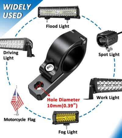2 PCS Light Bar Mounts, Aluminium Alloy LED Light Mounting Brackets, Sturdy Roll Bar Clamps for Motorcycle ATV UTV Truck, Fit for 0.875" / 1" / 1.125" / 1.26" / 1.375" Handlebar Roll Cages - Image 6