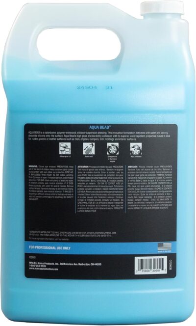 Malco Aqua Bead Water Based Dressing - Non-Greasy Interior and Exterior Dressing/Shines Car Tires, Rubber, Plastic and Trim/Concentrated Formula, Dilutable for Variable Gloss / 1 Gallon (129601) - Image 2