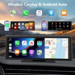 8.1" Portable Wireless Carplay Screen for Car, 2K Dash Cam & 1080P Backup Camera, Touchscreen Car Stereo with Apple Car Play/Android Auto, GPS, Bluetooth, Mirror Link, Voice Control for All Vehicles - Image 4