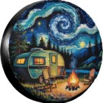 Starry Night Spare Tire Cover Wheel Protector Universal Fit for 14 Inch Tires for RV SUV Truck Camper Travel Trailer