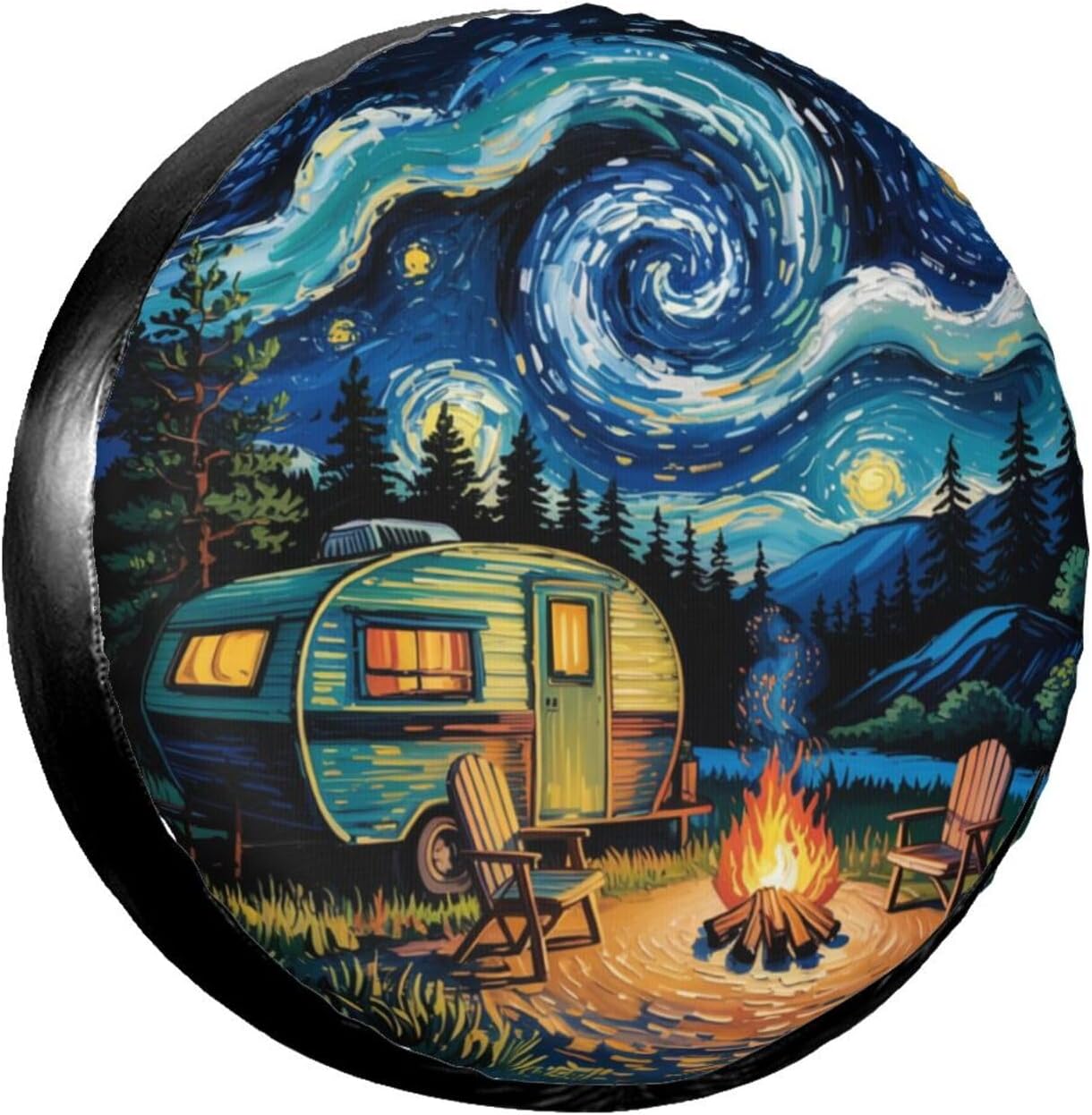 71jMBXPHZNL._AC_SL1500_.jpg Starry Night Spare Tire Cover Wheel Protector Universal Fit for 14 Inch Tires for RV SUV Truck Camper Travel Trailer - Image 1