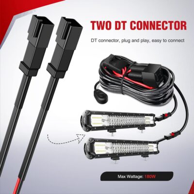 Nilight 10016W DT Wiring Harness Kit for LED Light Bars - 12V On/Off Switch, Power Relay, Blade Fuse - 2 Leads - Image 3