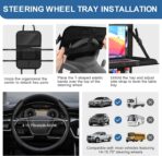 Car Backseat Organizer with Detachable Steering Wheel Tray, 11-Pockets Storage & Tablet Holder, Kids Kick Mats Protector - Travel Accessories (1-Pack) - Image 4