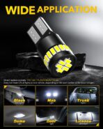 AUXITO 194 LED Light Bulb 6000K White 168 2825 W5W T10 Wedge 24-SMD 3014 Chipsets LED Replacement Light Kit Error Free for Car Interior Dome Map Door License Marker Lights, Pack of 10 - Image 5