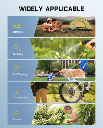 Fanttik NB8 Nano Portable Cordless Electric Sprayer w/2.1Gal Tank, Retractable Spray Head, 2600mAh Lithium Battery, IPX5, 72-98PSI, Portable Pressure Washer for Garden, Camping Shower and Pet Cleaning - Image 4