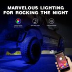Nilight RGB LED Rock Lights Kit, 4 pods Underglow Multicolor Neon Light Pod with Bluetooth App Control Flashing Music Mode Wheel Well Light for Truck ATV UTV RZR SUV - Image 2