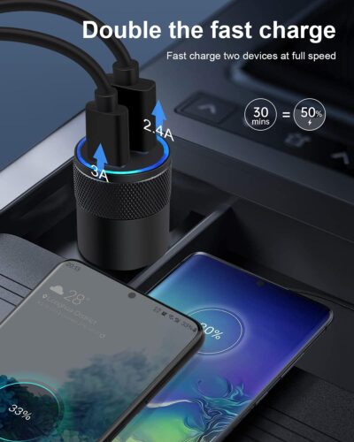 AILKIN 30W PD USB C Car Charger, USB Type C Fast Power Charging Block Dual Port USB A & USBC Plug Cargador Carro Lighter Adapter for iPhone, iPad, Samsung Galaxy, LG, Google Pixel, Moto, USB-C Port - Image 5