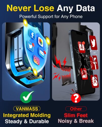 VANMASS【85+LBS Strongest Suction & Military-Grade 2026 Ultimate Car Phone Mount【Patent & Safety Certs】 Cell Phone Holder Truck for Dash Windshield Vent for iPhone 17 Pro Max Automobile Accessory Kits - Image 5