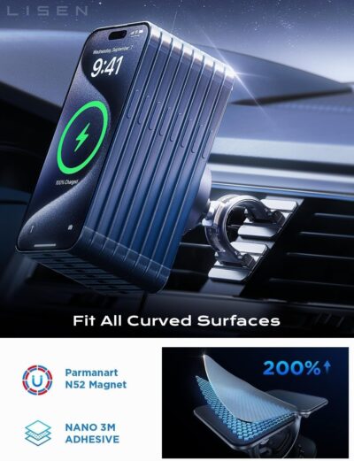 LISEN 15W MagSafe Car Mount Charger,Travel MagSafe Charger,Wireless Car Charger,Magnetic Phone Holder for Car,Phone Holders for Your Car Accessories for Women Men Jeep Ford for iPhone 17-12,Samsung - Image 5