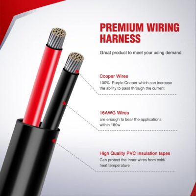 Nilight 10016W DT Wiring Harness Kit for LED Light Bars - 12V On/Off Switch, Power Relay, Blade Fuse - 2 Leads - Image 9
