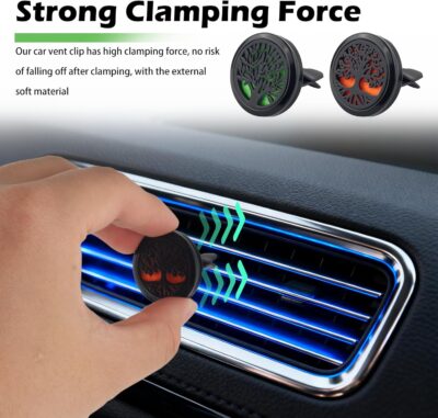 2PCS 30mm Tree of Life Car Essential Oil Diffuser Vent Clip,Stainless Steel Car Diffusers for Essential Oils as Decoration with 12 Felts,Stylish Essentials Oil Cars Diffuser Vent Clips - Image 4