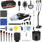 AUTODECO 41Pcs Car Cleaning Wash Kit Interior Detailing Cleaner Kit with High Power Handheld Vacuum, Collapsible Bucket, Windshield Tool, Snow Shovel, Tire Brush, Complete Car Care Tools, Black - Image 9
