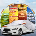 TUCAREST 6 Layers Full Car Cover for Sedan/Wagon/Coupe/Hatchback - Waterproof, Insulated, Anti-UV, Snow-Proof, Anti-Wind, All-Weather, Thickened Protection, up to 191 in - Image 2