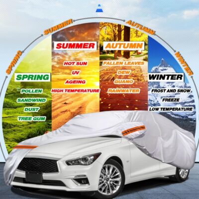 TUCAREST 6 Layers Full Car Cover for Sedan/Wagon/Coupe/Hatchback - Waterproof, Insulated, Anti-UV, Snow-Proof, Anti-Wind, All-Weather, Thickened Protection, up to 191 in - Image 2