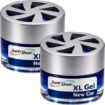 Super Sheet XL Gel Car Air Freshener - Cherry Scent, Luxury Glass Jar Auto Fragrance, Long Lasting Gel Diffuser for Car, Home & Office - Made in USA, New Car, 2 Pack