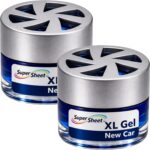 Super Sheet XL Gel Car Air Freshener - Cherry Scent, Luxury Glass Jar Auto Fragrance, Long Lasting Gel Diffuser for Car, Home & Office - Made in USA, New Car, 2 Pack