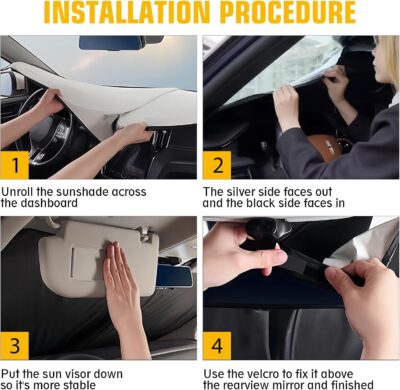 Windshield Sun Shade for BMW X3 2011-2017, Foldable Sun Visor Protector with Storage Bag, 2-Layers Car Sunshade Front Window Shade UV Protection - Image 7