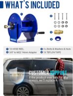 MEKOH Pressure Washer Hose Reel 100FTx3/8”, 200FTx1/4” Manual Power Washer Hose Reel with M22 14mm Fitting,4500PSI Heavy Duty Hose Reel for Water,High Pressure Metal Reel with Wall/Van/Trailer Mount - Image 9