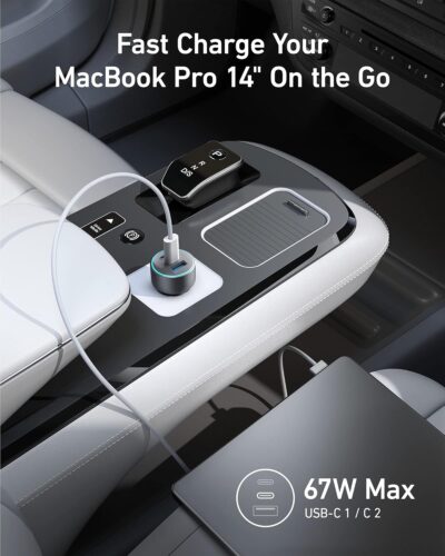 Anker USB-C Car Charger, iPhone 17 Car Charger, 67W 3-Port Compact Fast Charger, 535 Car Adapter with PIQ 3.0 for iPhone 17/16/15/14 Series, Galaxy S25/24/23, MacBook, iPad, and More (Cable Included) - Image 3