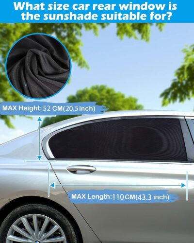 Tevlaphee Car Sunshade Kids, Universal Sun Visor Car Net Sunscreen Baby with Certified UV for Side Window Mesh Material Protects Passenger Baby, Children & Pets(L) (L) - Image 2