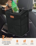 Car Trash Can with Lid, Cute Leakproof Car Trash Garbage Bag Hanging Vehicle Trash Bin Small Portable Automotive Garbage Cans Organizer for Back/Front Seat/Console(Trapezoid,Black) - Image 2