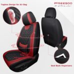 FREESOO Black Red Car Seat Covers Full Set - Faux Nappa Leather Seat Covers for Cars, Breathable Waterproof Front Seats with Lumbar Support and Rear Seat Cover, Fit for Automotive Sedans SUVs Pickups - Image 2