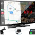 Volam 9'' Carplay Screen with Net-Flix YouTube and AHD Backup Camera Upgraded Wireless Android Auto Screen Portable AI Magic Video Box Built-in Apps Voice Control Car GPS for iOS 10+ Android 11+