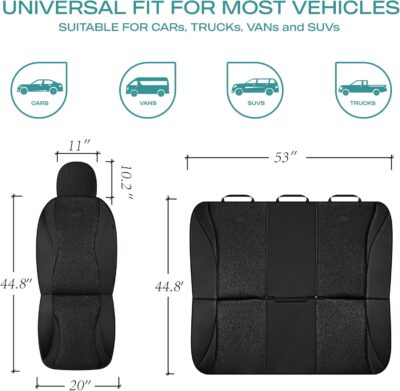 Skechers Car Seat Covers,Leather Seat Covers with GOGA Mat Technology,Waterproof Car Seat Covers Front Seats,Airbag Compatible,Comfort Universal Fit for Most Cars,Vans,Trucks,SUVs,Black - Image 5