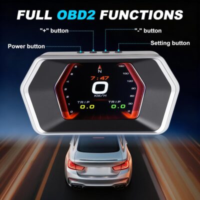 OBD2 GPS Dual System Car HUD Display - Digital Speedometer with Water Temp Voltage RPM - Universal Heads Up Display for All Vehicles - Image 6