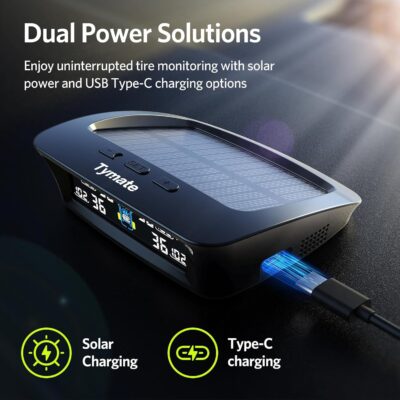 Tymate TM3 RV Tire Pressure Monitoring System, Tire Pressure Monitor with Solar Charge, TPMS with 4 Sensors(Max to 10) & 6 Alarm Modes, 2024 Updated w/Color LCD Display, 0-87PSI for RV/Trailer/Truck - Image 5