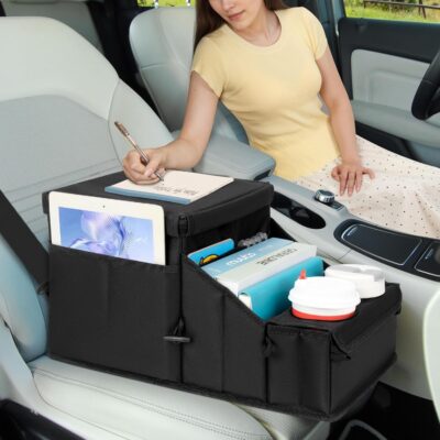 Backseat Organizer for Kids and Passenger Seat Organizer for Adults - Car Seat Cooler and Warmer with Cup Holders and Convertible Tray Lid(Black) - Image 3
