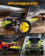 Auxbeam Amber Fog Lights, 3.5 Inch 50W Round Led Offroad Light 5000LM Yellow Round Led Pods with Wiring Harness Kit, Spot Flood Combo Driving Lights for Truck ATV UTV Motorcycle Off-Roading - Image 6