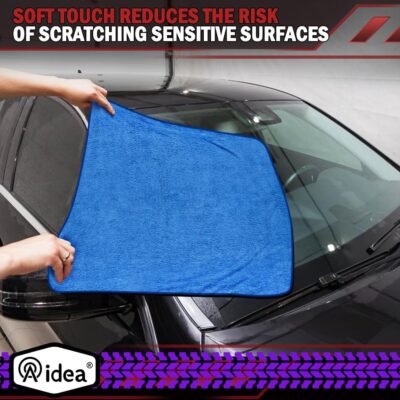 AIDEA Microfiber Towels for Cars-2PK, Large Professional Car Drying Towel, Scratch-Free & Absorbent Drying Towel for Cars, SUVs, RVs, Trucks, and Boats, 24inx 31in, Blue - Image 5
