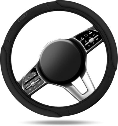 Skechers Steering Wheel Cover, Memory Foam Car Steering Wheel Cover,14.5-15inch Anti-Slip Safety Comfortable Desgin, Universal Accessory for Diverse Cars, Truck,SUV (Black & Black) - Image 4