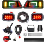 RGB LED Headlight & Turn Signal Kit for Yamaha G14 G16 G19 G22, 12V Street Legal Golf Cart Light Kit with Brake Lights, Horn, Music Sync APP Control, Long-Lasting & Easy Install