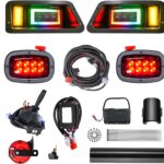 RGB LED Headlight & Turn Signal Kit for Yamaha G14 G16 G19 G22, 12V Street Legal Golf Cart Light Kit with Brake Lights, Horn, Music Sync APP Control, Long-Lasting & Easy Install