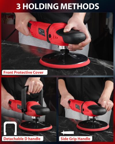 AVID POWER Car Buffer Polisher, 6 Variable Speed 1000-3500 RPM, Rotary Buffer Waxer Kit with 6-inch and 7-Inch Backing Plate, 1200W Car Polisher for Car Detailing, Polishing, Waxing - Image 5