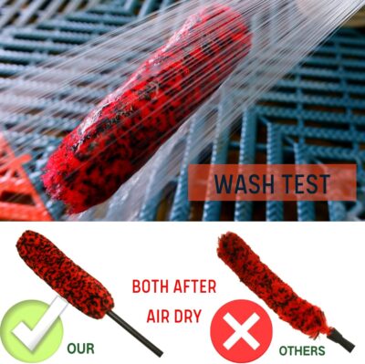 Professional 4 Pack Long Handle Wheel Brush Kit for Cleaning Wheel and Tire- 2X Soft Wheel Cleaning Brush, Detailing Brush and Stiff Tire Brush, Bendable& Durable Wheel Rim Cleaner Brush Set - Image 7