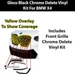 BOGAR TECH DESIGNS for BMW X4 2022-2025 Front Chrome Delete – Precut Vinyl Overlay Kit, Gloss Black Blackout Trim - Image 6